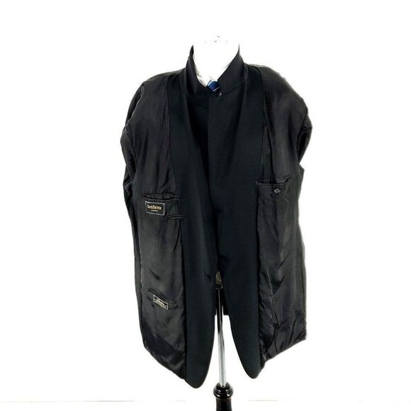 Jack Victor Super 100s Wool 1 Felt Button Tuxedo Jacket‎ 46L Black Notch Lapel - Picture 11 of 12